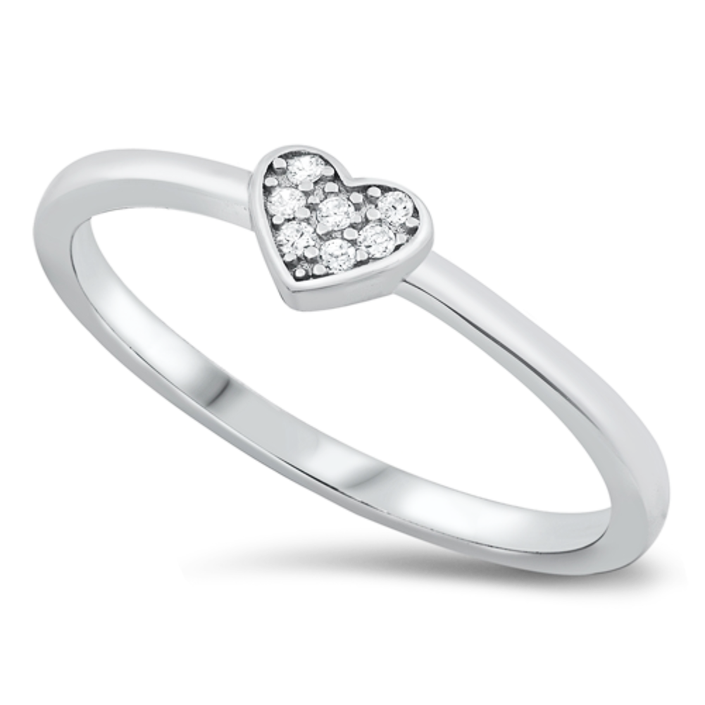 925 Sterling Silver Tiny Heart CZ Ring Ladies Kids Size 1-6