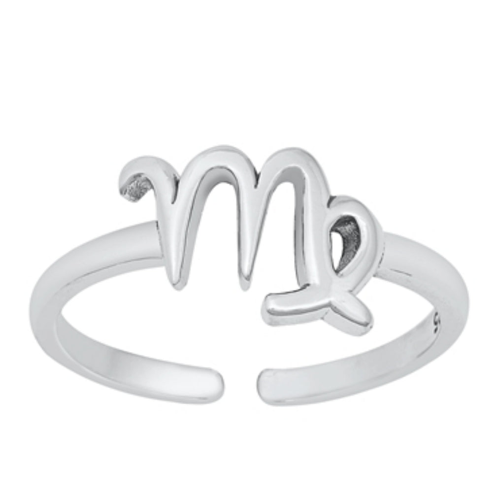 .925 Sterling Silver Virgo Zodiac Ring Ladies and Girls Adjustable Size Ring Toe Midi Thumb Knuckle