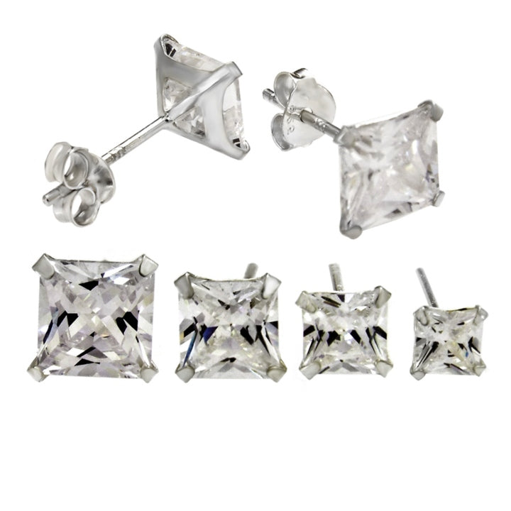 .925 Sterling Silver Round Cut Clear CZ Screw Back Stud Earrings 2-7mm 5mm Standard 0.60 Carat