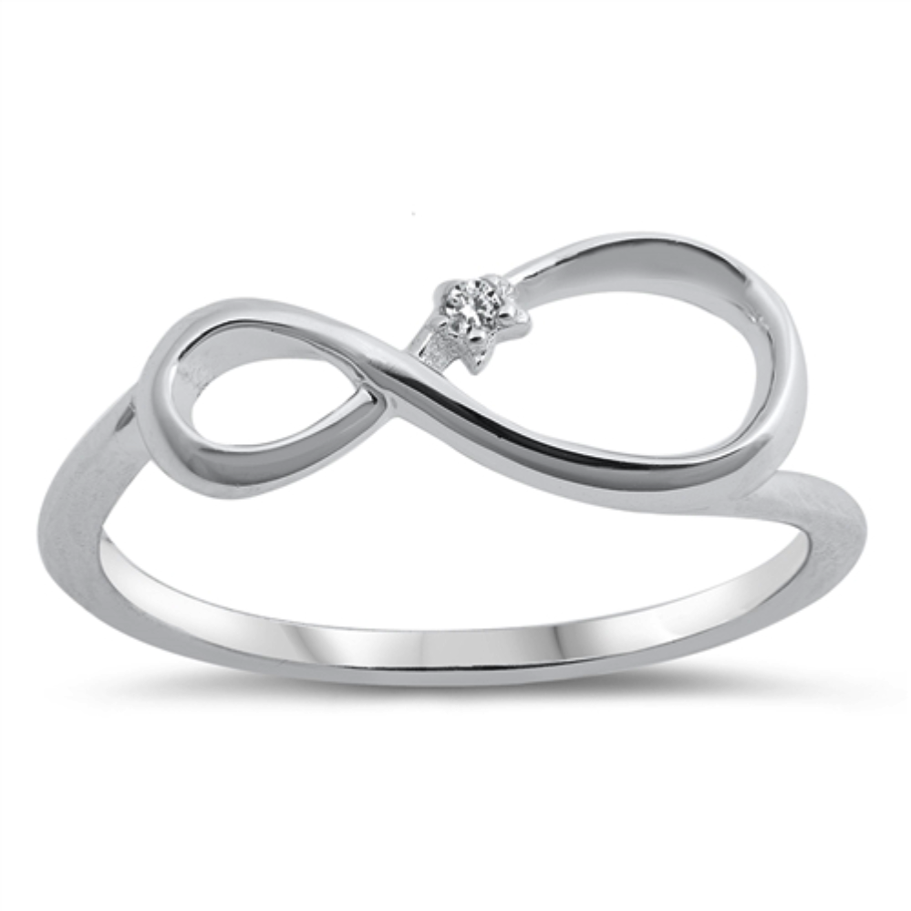 Ladies Infinity Ring Size 5-10 in .925 Sterling Silver and CZ