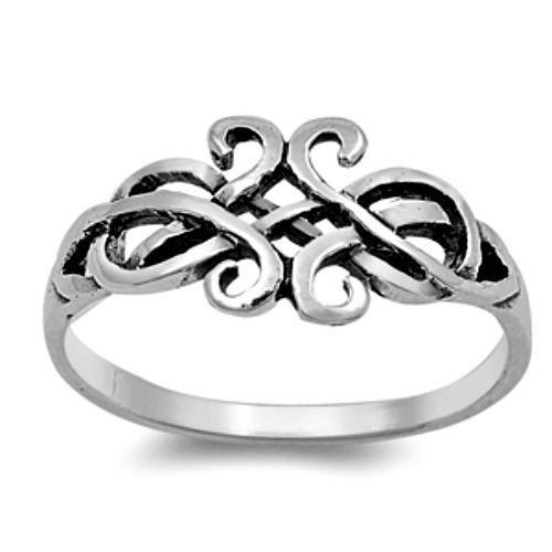 .925 Sterling Silver Celtic Triad Triquetra Infinity Ring Ladies Size ...