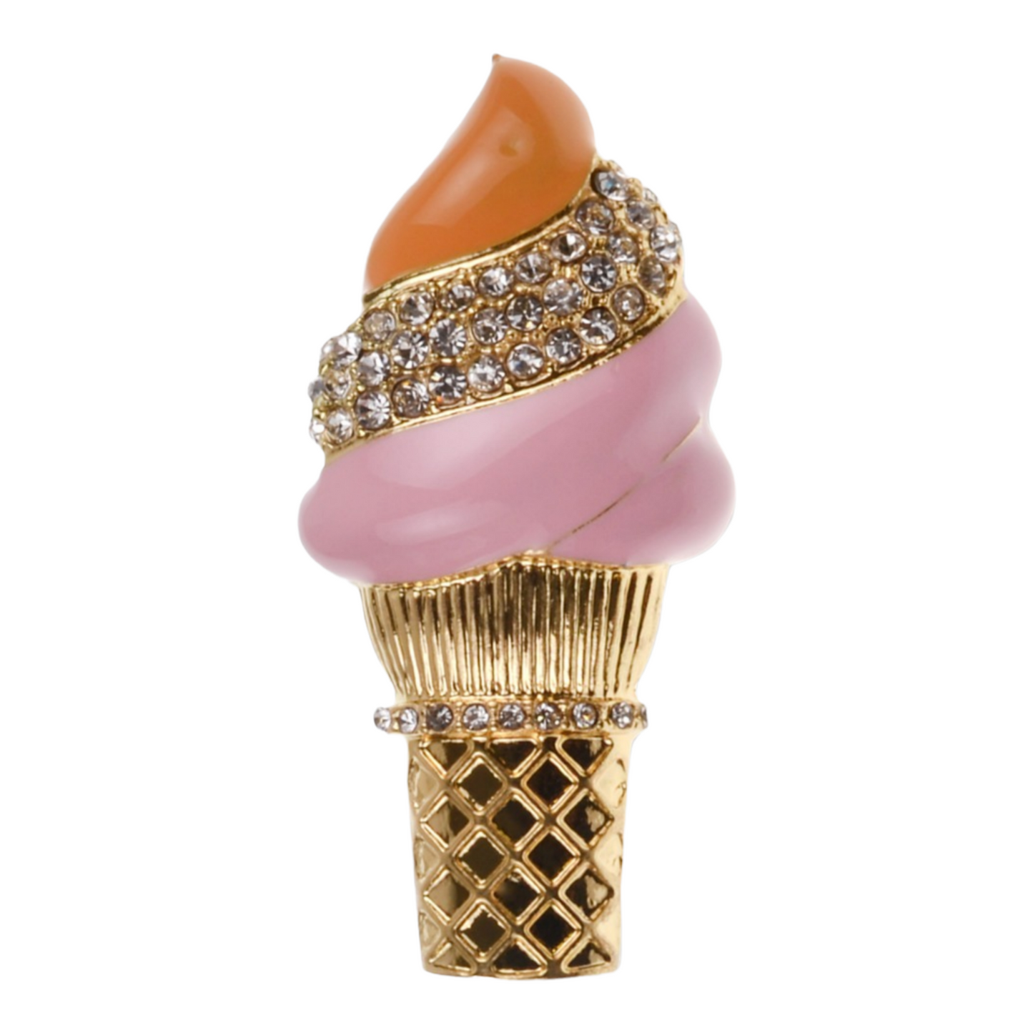 Gold-Tone Pavé Ice Cream Cone Pin