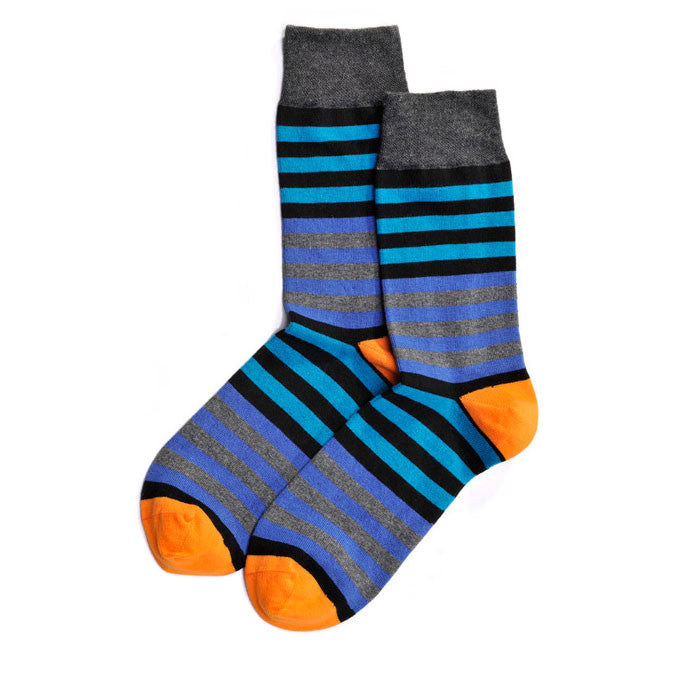 Blue Stripes with Orange Crew Socks – Sock Garden