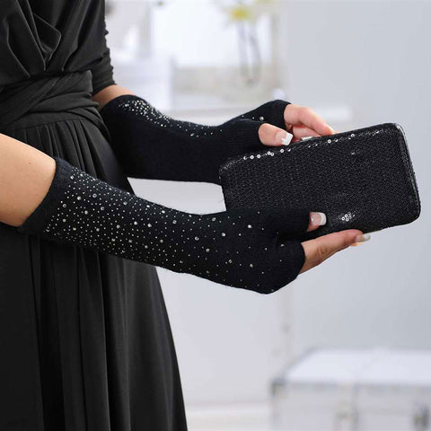 sparkly fingerless gloves