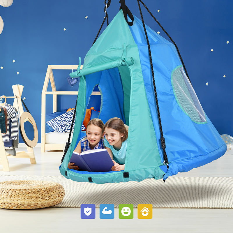 safe and strong saucer swing with tent