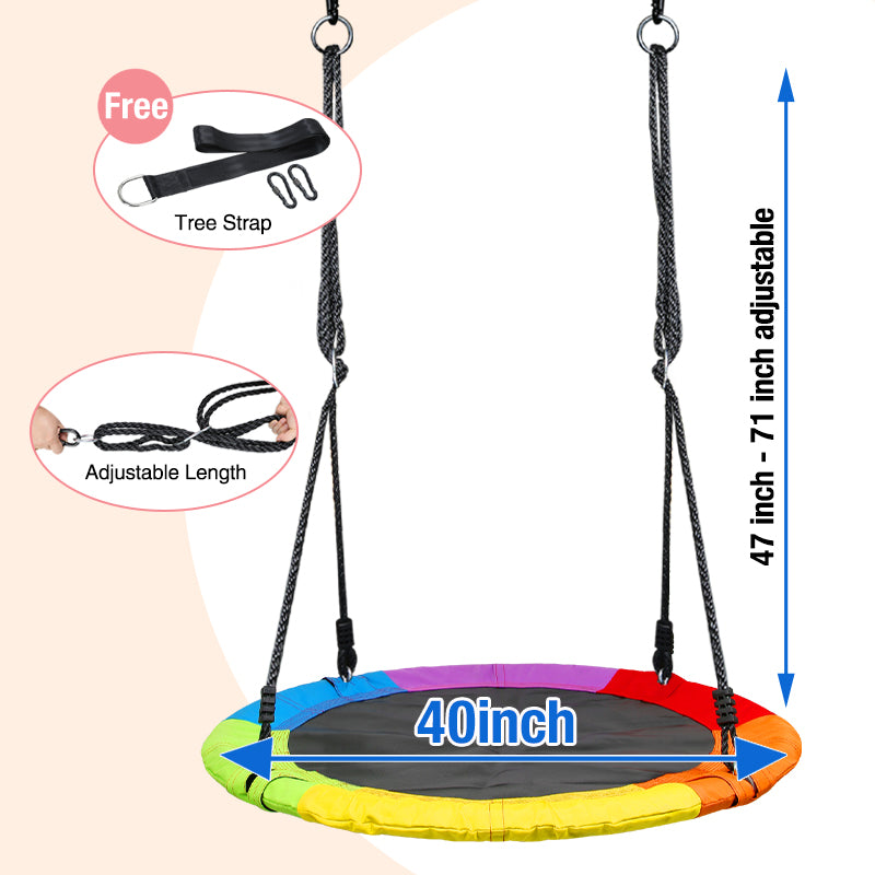 adjustable ropes and large size of swing