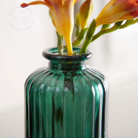 Set of 3 Assorted Glass Vases - Emerald Green