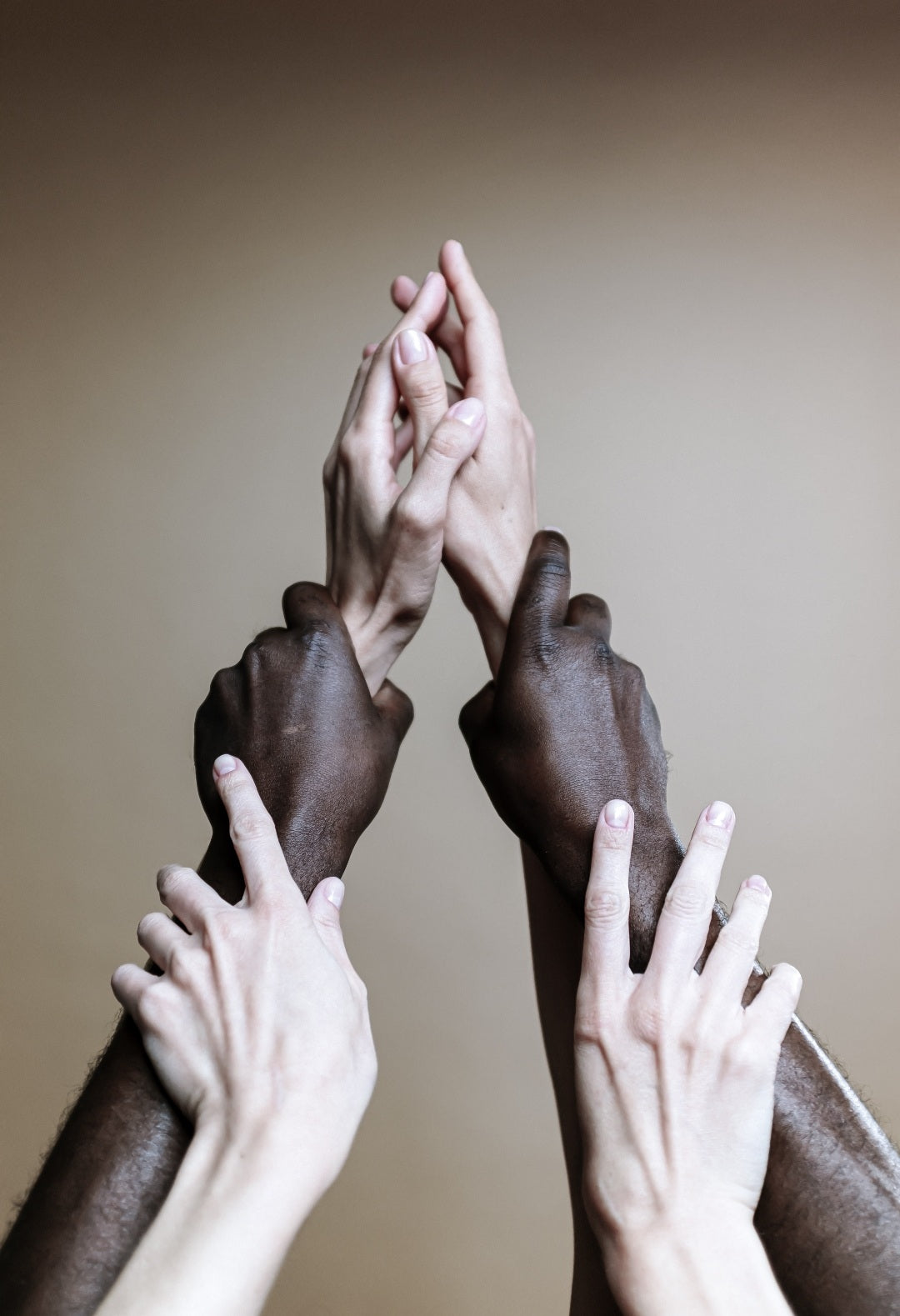 Hands of varied ethnicities