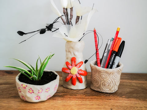 How to Make Pots from Terracotta Air Dry Clay (not actual flower