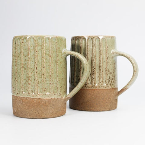 textured stoneware pottery mugs