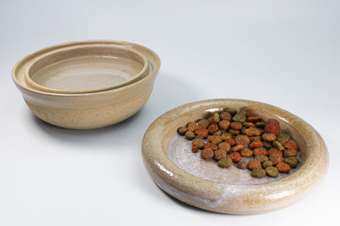 handmade dog bowl with dry food
