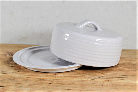 ceramic butter dish in white gloss glaze