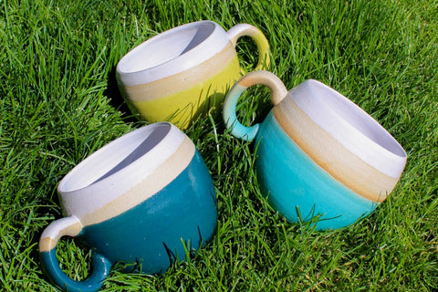 colourful handmade ceramic mugs