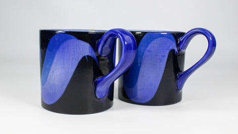 blue handmade pottery mug