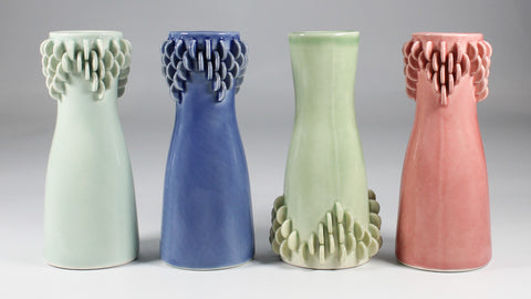 colourful petal bud vases