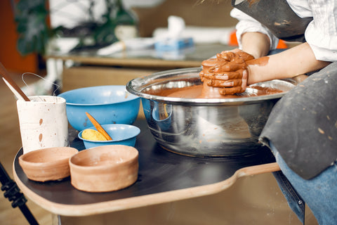 earthenware on potters wheel