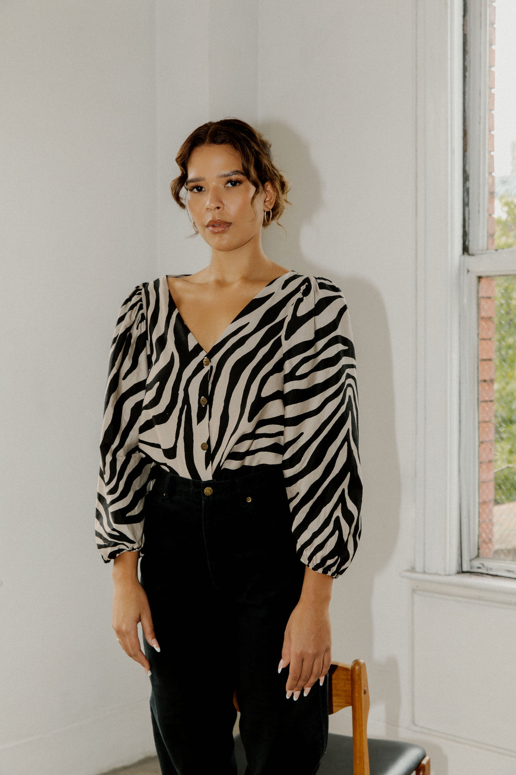 Amber Blouse in Cotton Zebra – Abel