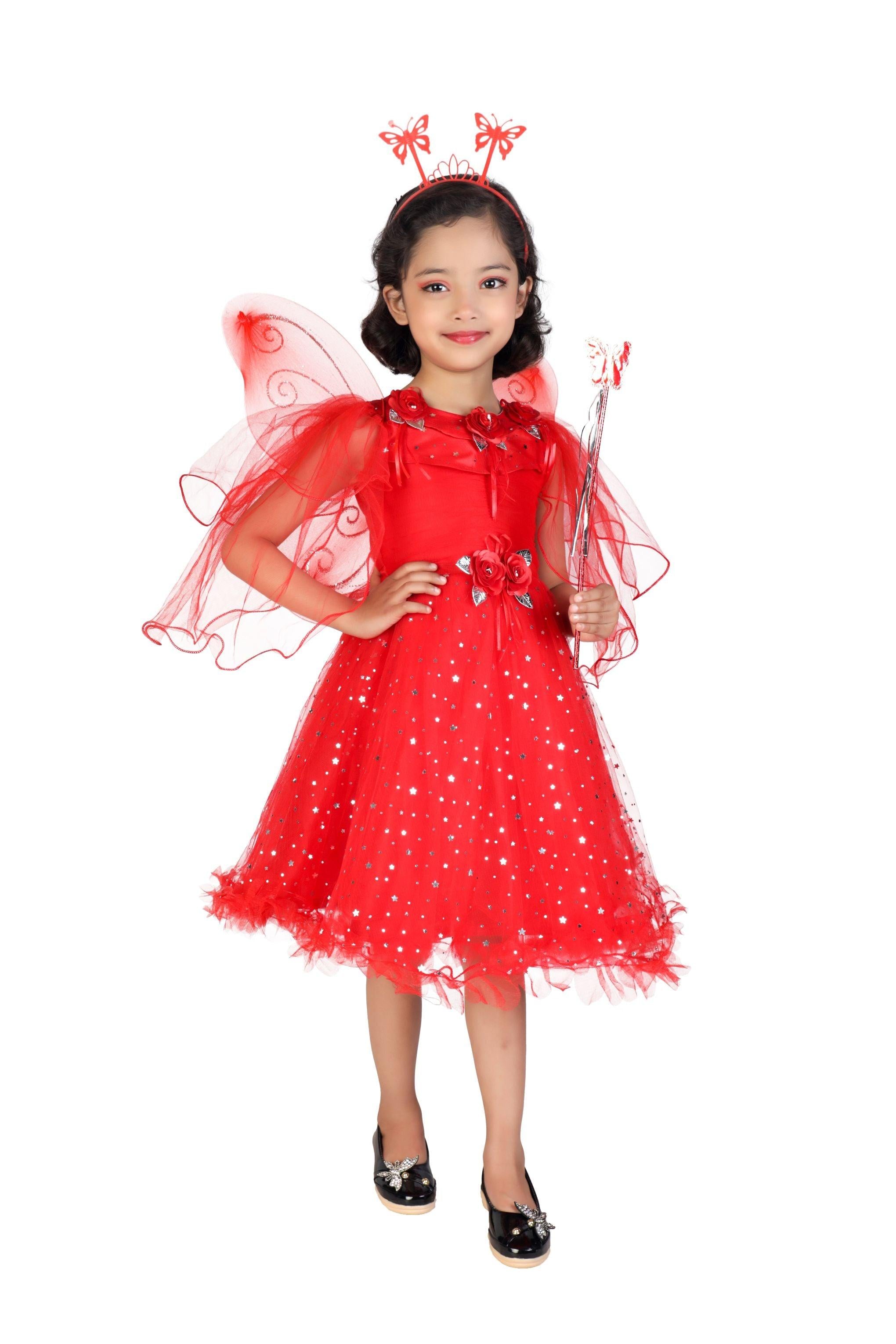 Buy Wish Littlle Girls Green Polyester Stars Round Neck A-Line Bubble Pari  Dress Frock - 9-10 Y Online at Best Prices in India - JioMart.