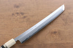 Thương hiệu Jikko Thép xanh  Dao thái cá, shashimi chuyên dụng Yanagiba (cán tròn) dao Nhật 240mm gỗ Mun có đính vòng 2 bênChuôi dao