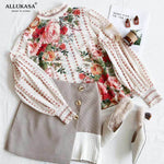 lil blouse  vintage floral print cream long sleeve