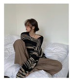 jolie punk gothic striped long sleeve loose patchwork sweater hip hop default title