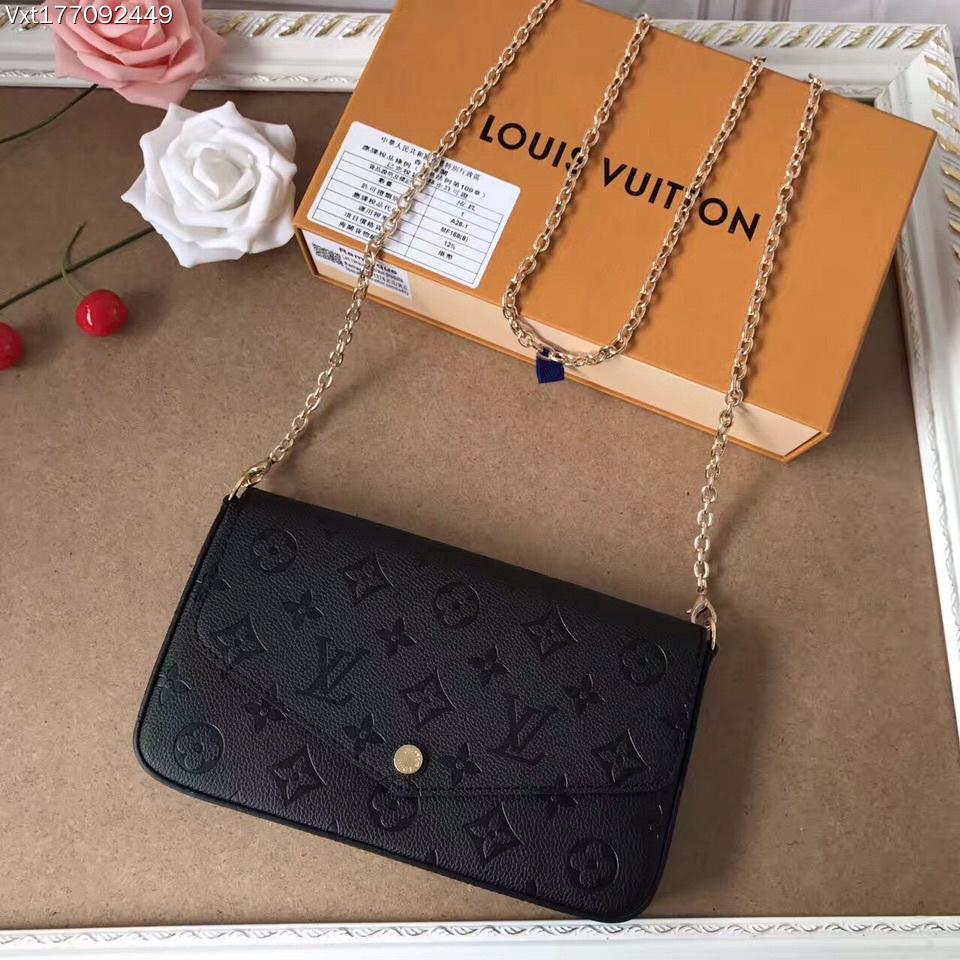 LV Louis Vuitton MONOGRAM LEATHER POCHETTE FELICIE INCLINED SHOULDER BAG