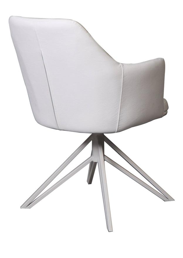 Chaise blanche pivotante en simili cuir avec accoudoirs - Souffle d'intérieur