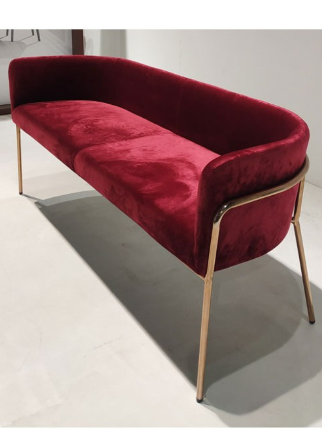 Banc d'entrée ou table à manger velours rouge - Souffle d'intérieur