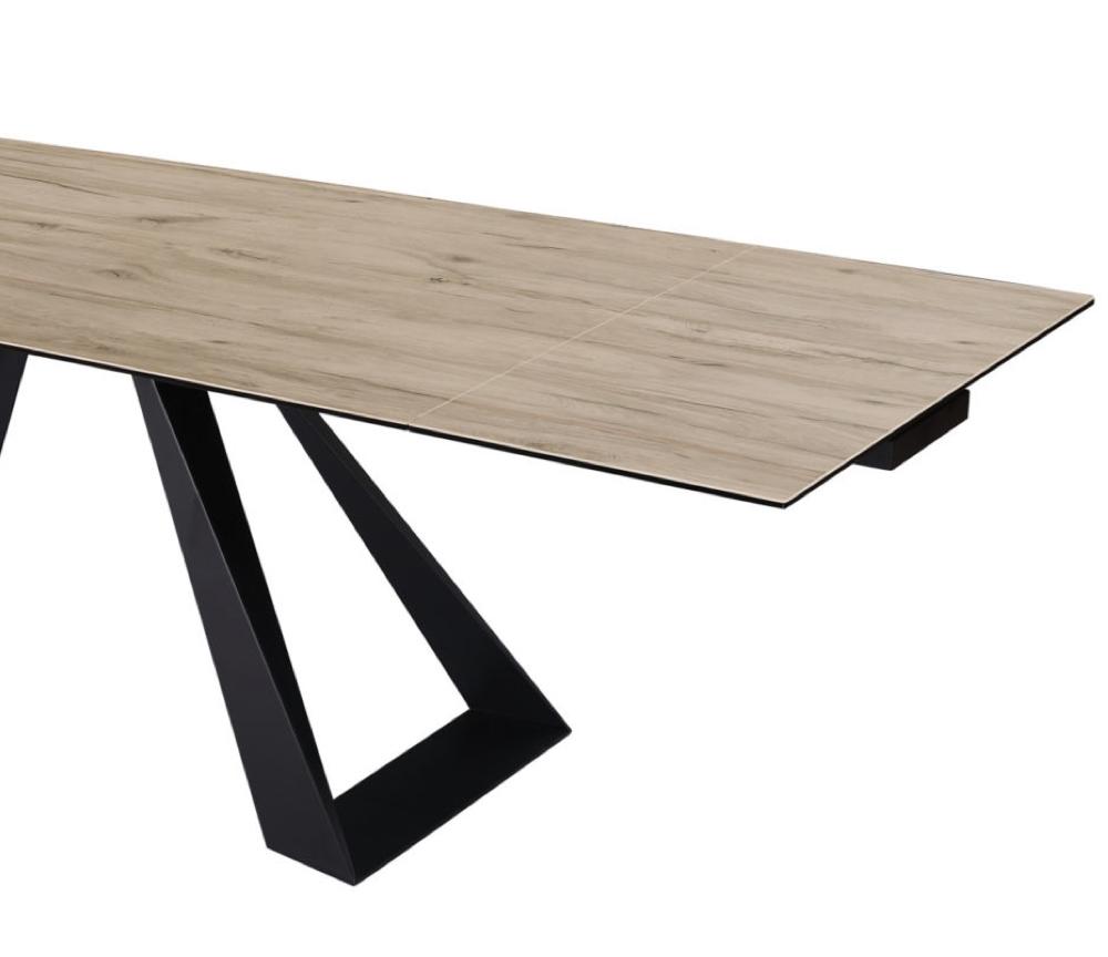 table céramique bois clair extensible rectangulaire pieds métal noir - Souffle d'intérieur - Akante