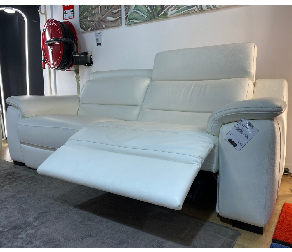 canapé 3 places relax cuir blanc design italien - Souffle d'intérieur - Diva divani