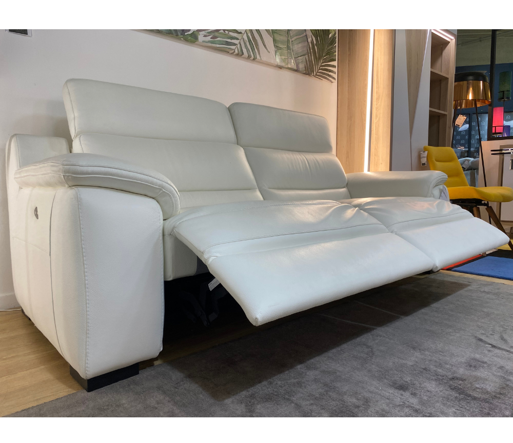 canapé 3 places relax cuir blanc design italien - Souffle d'intérieur - Diva divani