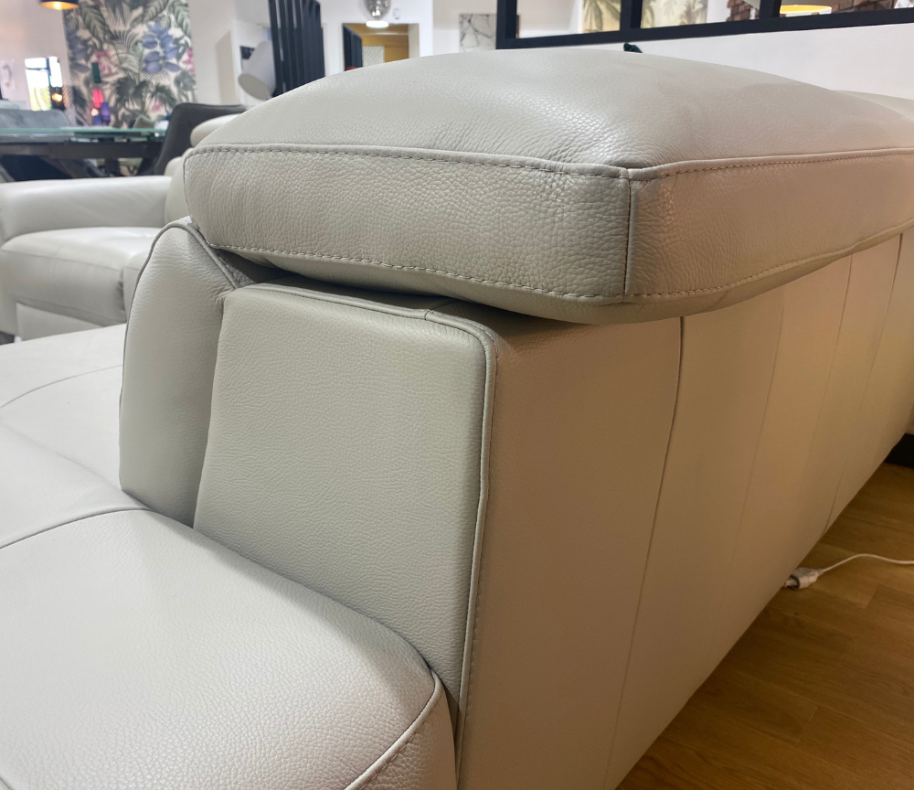 Canapé d'angle relaxation électrique en cuir gris 5 places - Souffle d'intérieur