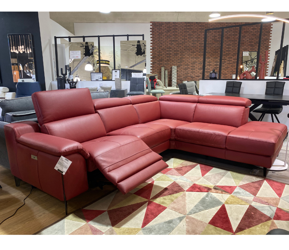 Canapé d'angle relaxation cuir rouge design - Souffle d'intérieur - Diva divani