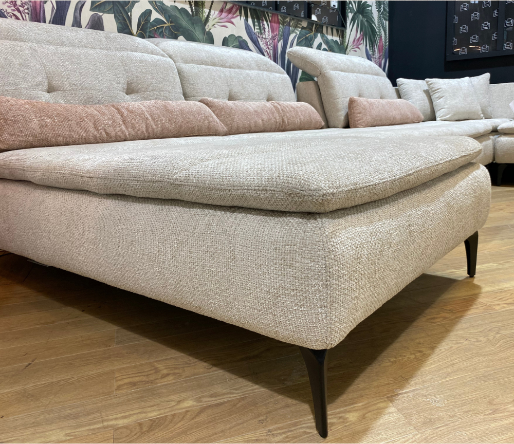 Canapé d'angle modulable beige méridienne panoramique en tissu - Souffle d'intérieur - Diva divani