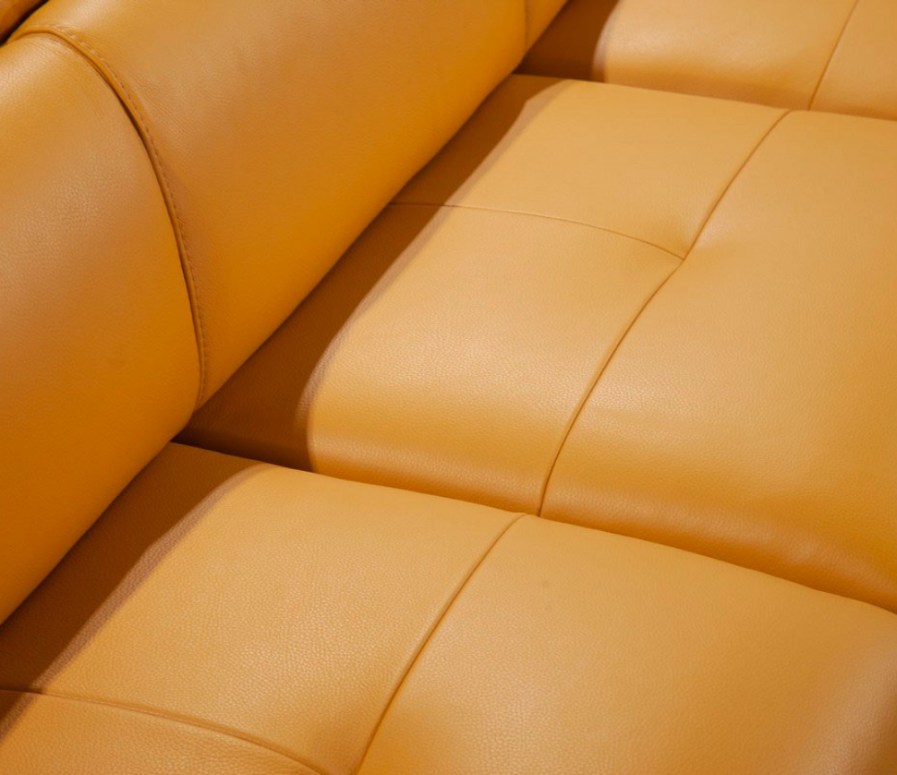 Canapé d'angle cuir italien haut de gamme jaune - Souffle d'intérieur