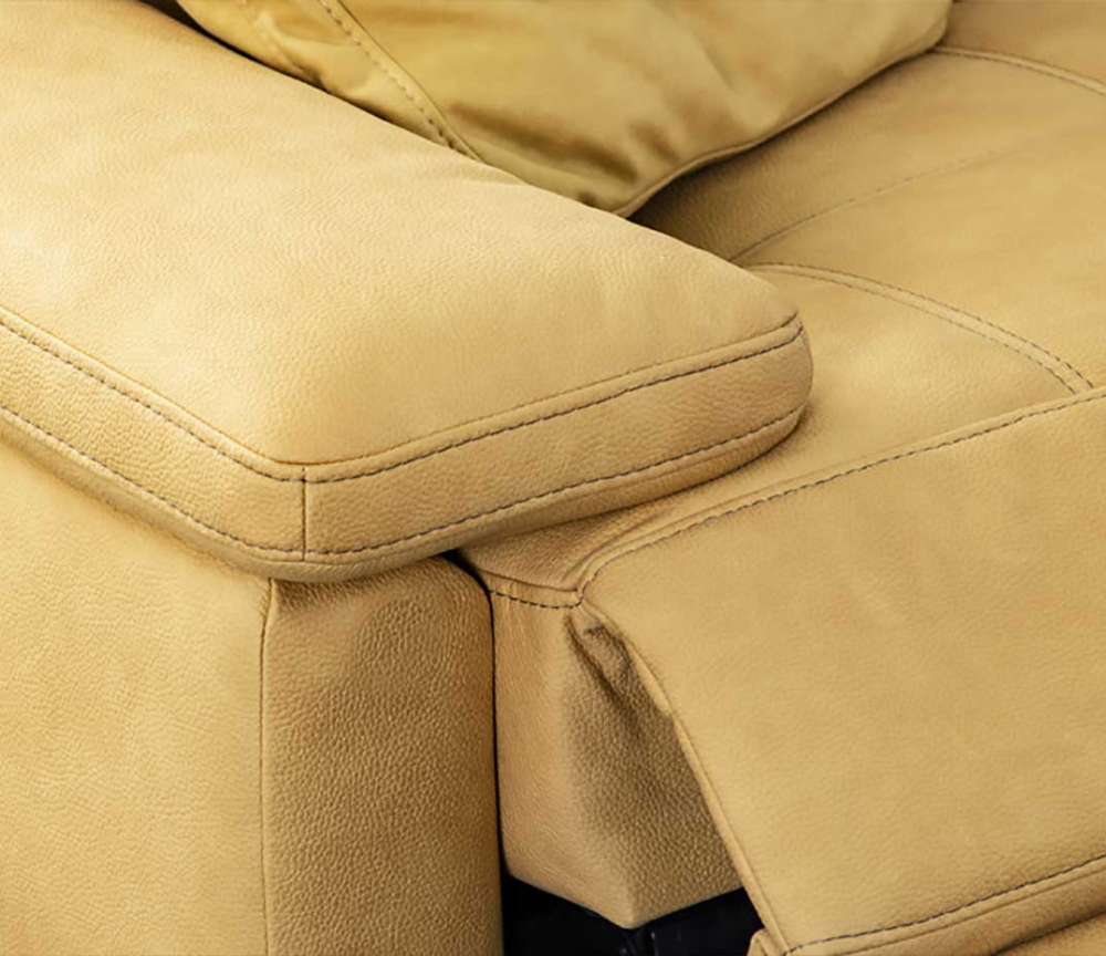 Canapé d'angle relaxation électrique en tissu jaune - Souffle d'intérieur