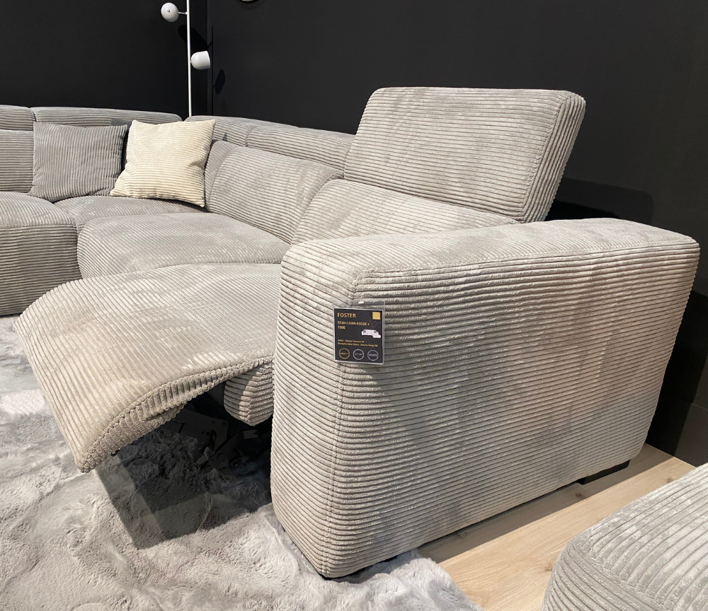 canapé d'angle velours cotelé gris relax electrique - Souffle d'intérieur - Confort luxe