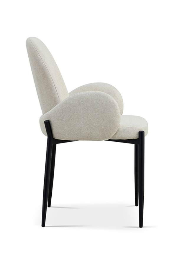 fauteuil de table à manger tissu beige design - Souffle d’intérieur