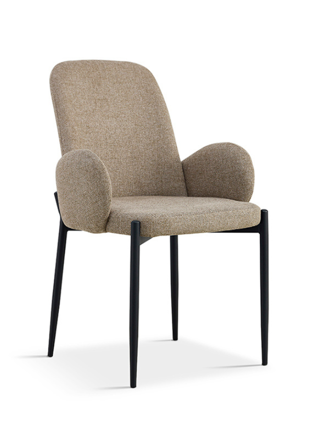 fauteuil de table à manger chaise tissu sable taupe design - Souffle d’intérieur