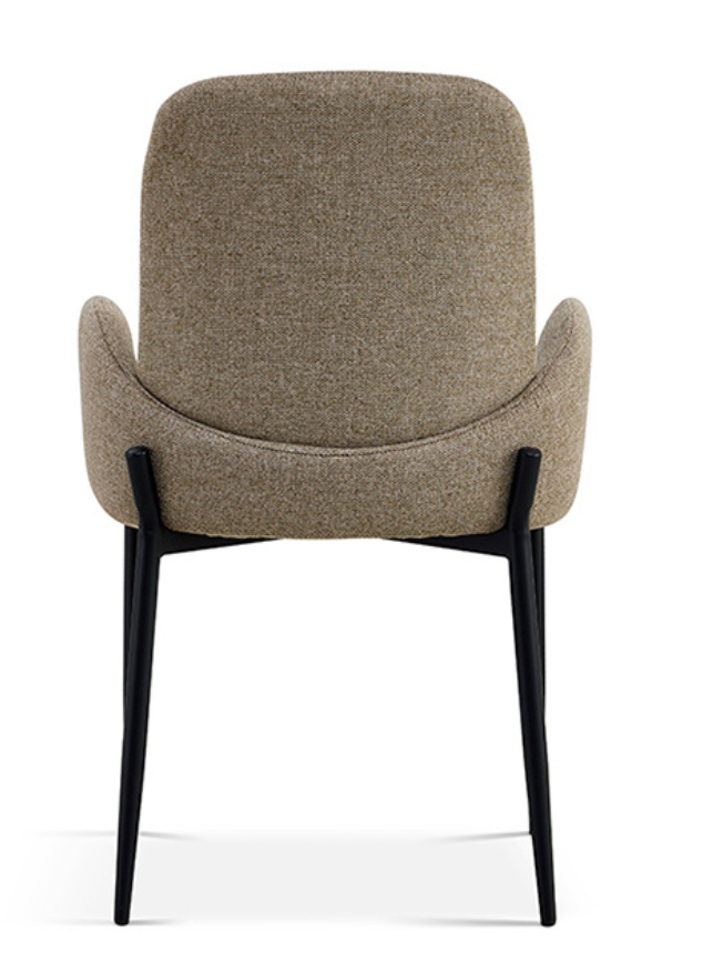 fauteuil de table à manger chaise tissu sable taupe design - Souffle d’intérieur
