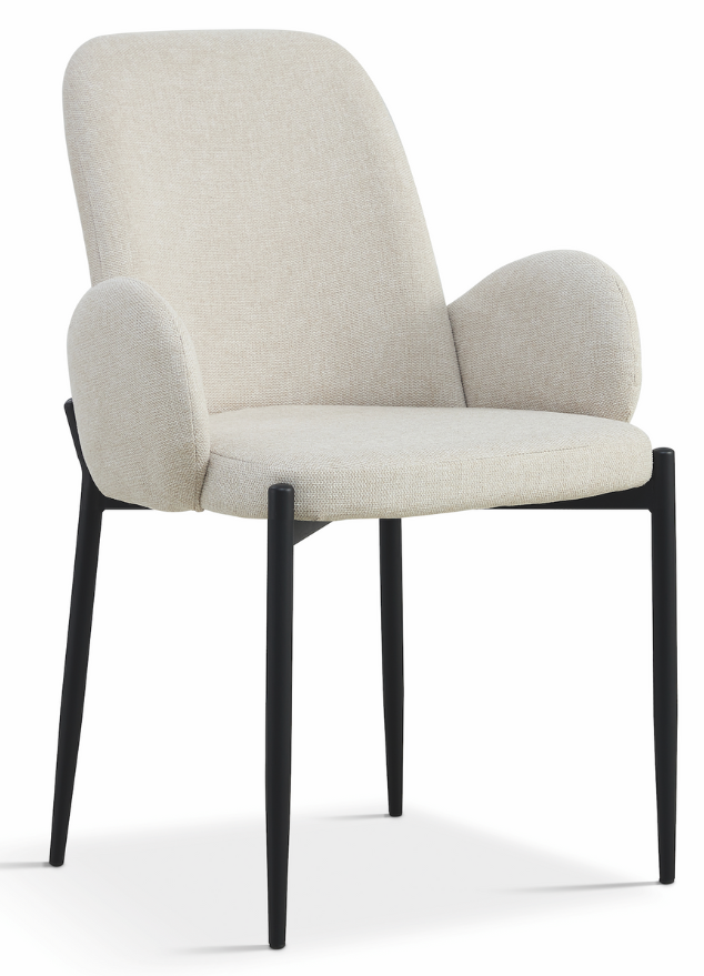 fauteuil de table à manger tissu beige design - Souffle d’intérieur
