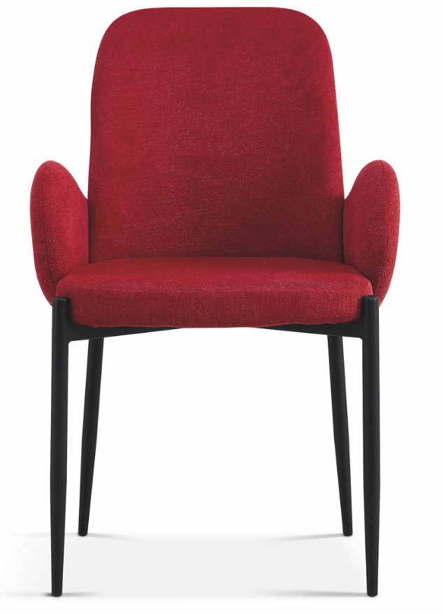fauteuil de table à manger chaise tissu rouge design - Souffle d’intérieur