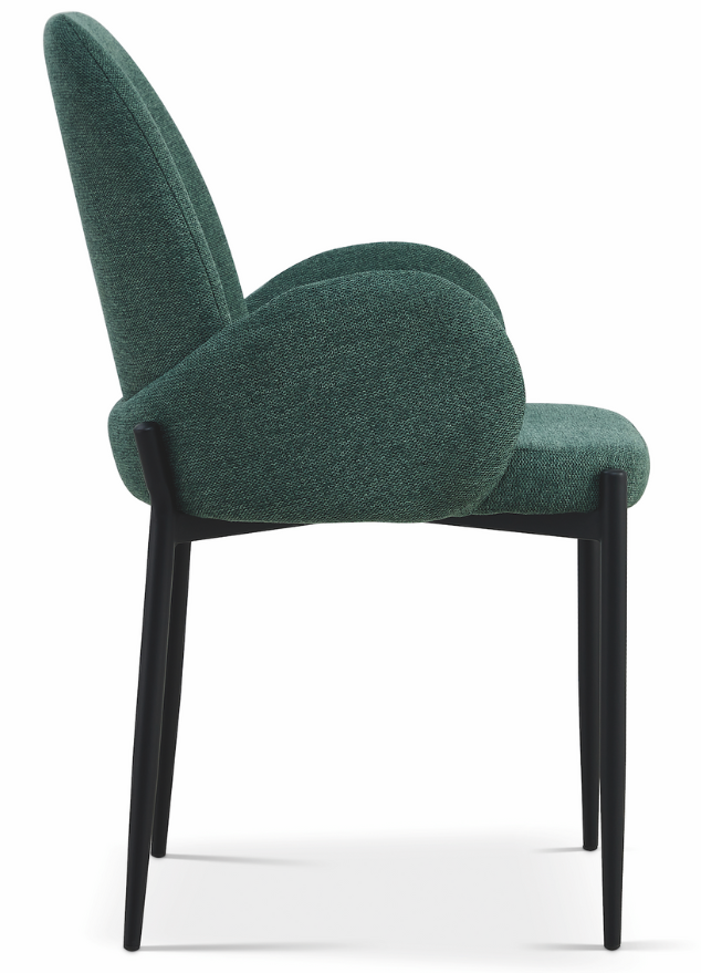 fauteuil de table à manger chaise tissu vert design - Souffle d’intérieur