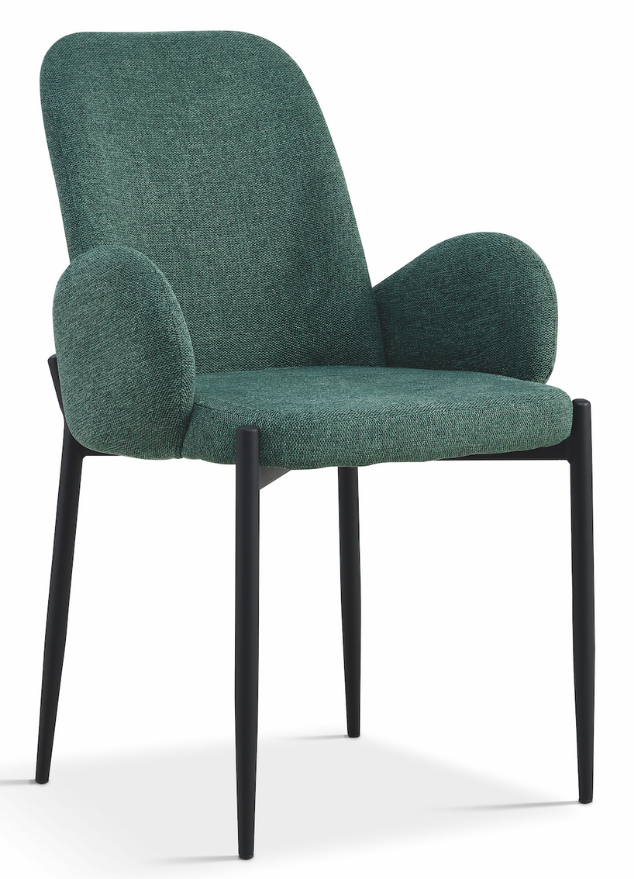 fauteuil de table à manger chaise tissu vert design - Souffle d’intérieur