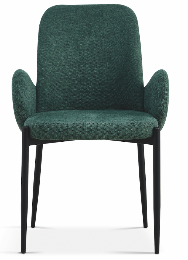 fauteuil de table à manger chaise tissu vert design - Souffle d’intérieur