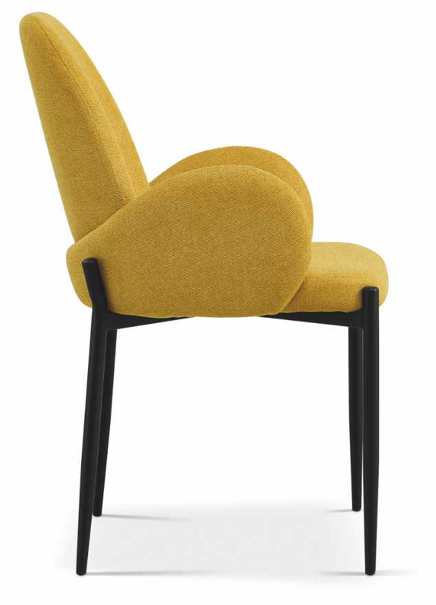 fauteuil de table à manger tissu jaune moutarde design - Souffle d’intérieur