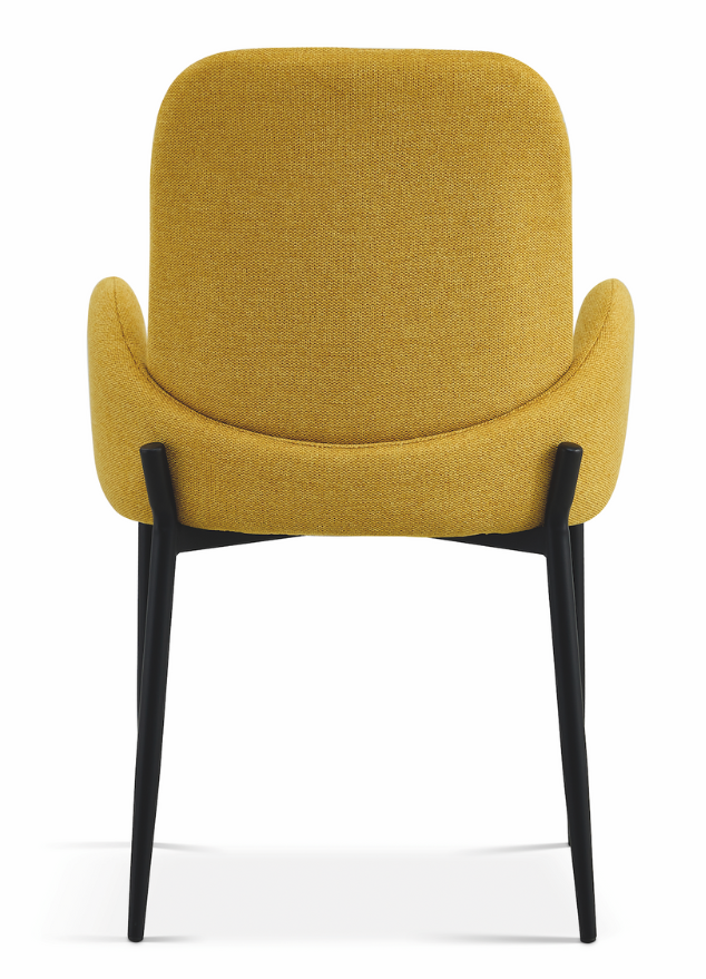 fauteuil de table à manger tissu jaune moutarde design - Souffle d’intérieur