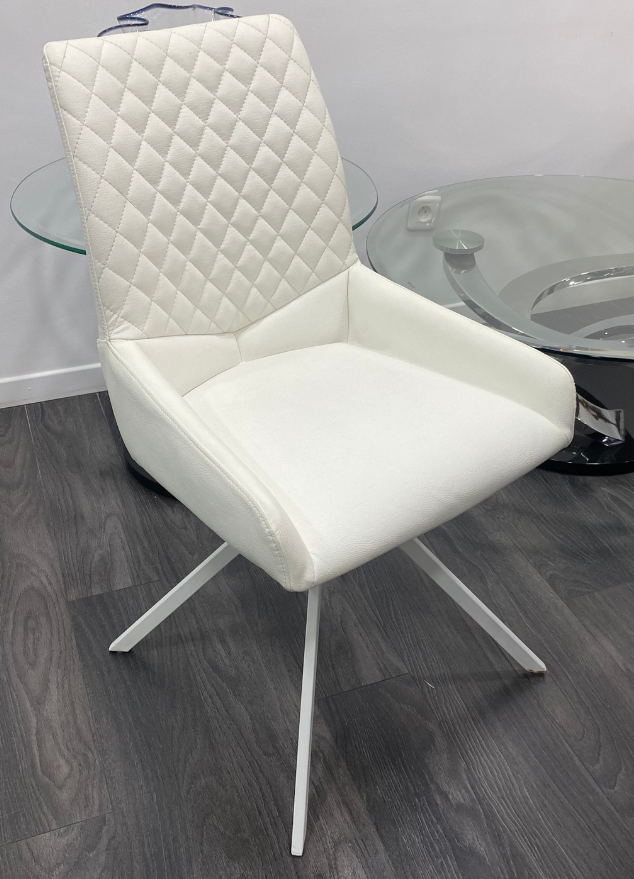 chaise simili cuir blanc de salle a manger pieds métal - Souffle d'intérieur