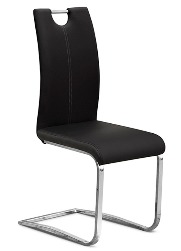 Chaise confortable noir en simili cuir de salle a manger design - Souffle d'intérieur