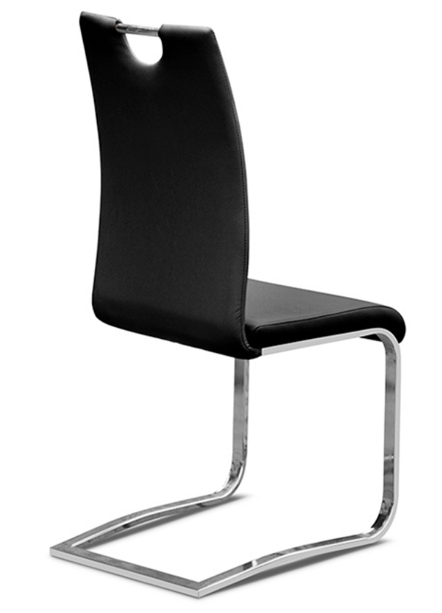 Chaise confortable noir en simili cuir de salle a manger design - Souffle d'intérieur